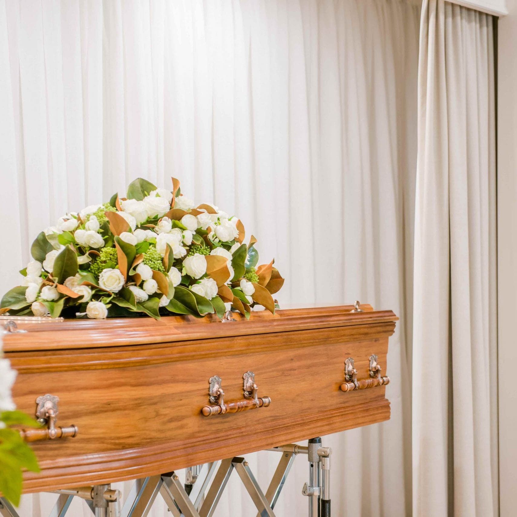 Sydney funeral coffin with flowers